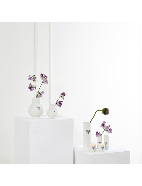 Vase boule - Coeur argent