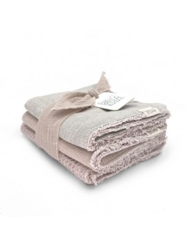 Lot de 3 serviettes - Waffle rose