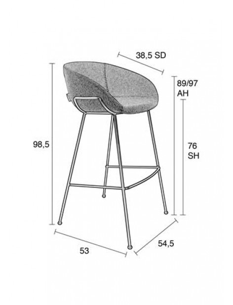 Tabouret de bar Feston - Gris