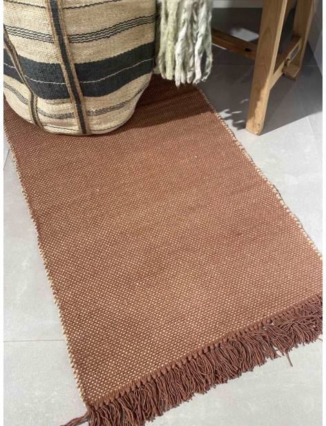 Tapis jute/coton damier - Sienne