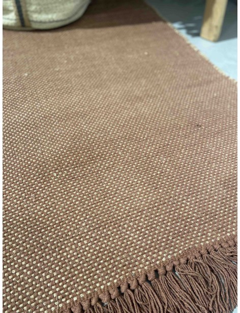 Tapis jute/coton damier - Sienne